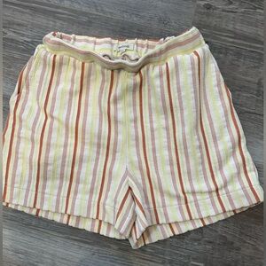 Madewell Striped Shorts in Burnt Orange, Yellow, and Cream NWOT XXS